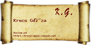 Krecs Géza névjegykártya