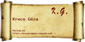 Krecs Géza névjegykártya