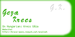 geza krecs business card